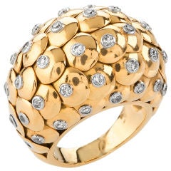 Gold  Diamond Bombe/Paillette Ring