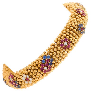 Van Cleef & Arpels  Mid 20th Century Jeweled "Lawn" Bracelet