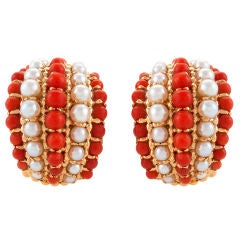 VAN CLEEF & ARPELS Coral and Pearl Earrings