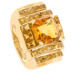 René Boivin Retro Citrine and Gold Ring at 1stDibs