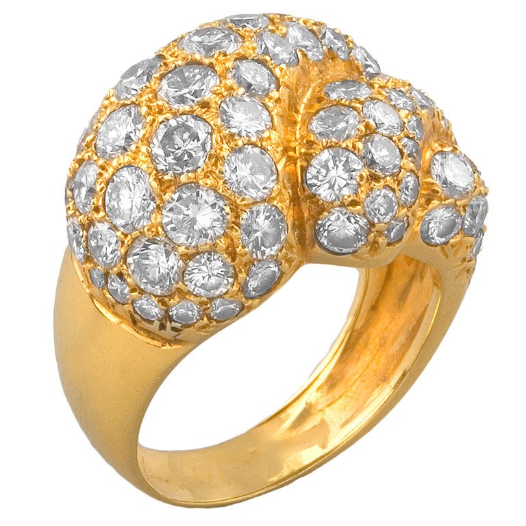 Mid-20th Century Diamond and Gold Cocktail Ring