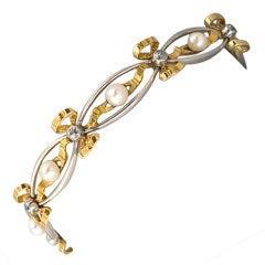 LEON GARIOD Art Nouveau Gold, Platinum, Diamond & Pearl Bracelet