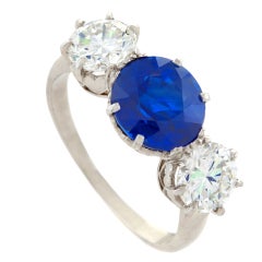Burma Sapphire Diamond Platinum Ring