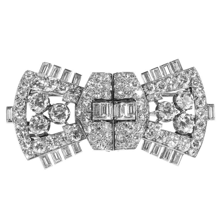 Mauboussin Art Deco Diamond and Platinum Clip/Brooch