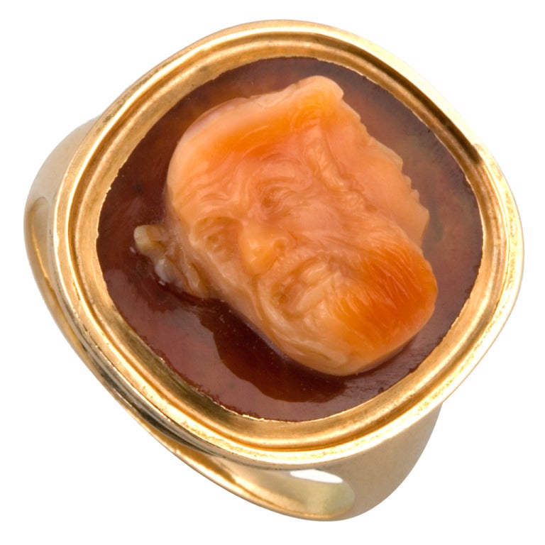 Georgian Carnelian and Gold Cameo Ring For Sale