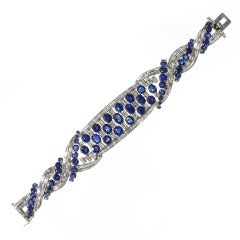 Boucheron Paris Mid-20th Century Sapphire Diamond and Platinum Bracelet 9