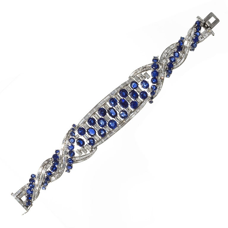 Boucheron Bracelet de saphirs non traités et de diamants, Paris  en vente