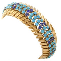 Tiffany & Co. Mid 20th Century Turquoise:: Sapphire and Gold Bracelet