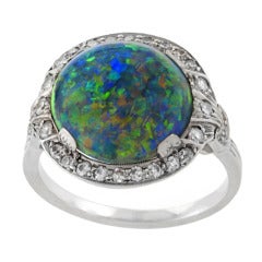 J. E. Caldwell Art Deco Black Opal, Diamond and Platinum Ring