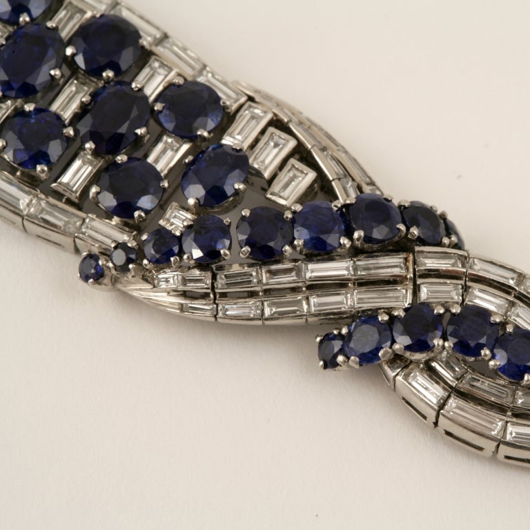 Boucheron Paris Untreated Sapphire and Diamond Bracelet  In Excellent Condition For Sale In New York, NY