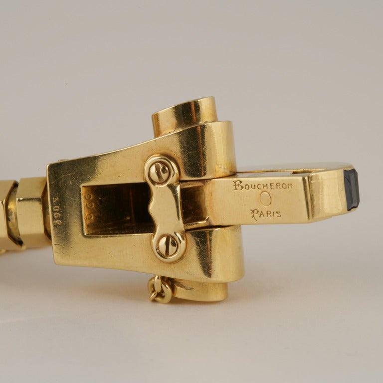 Boucheron Paris 1930's Retro Sapphire Diamond and Gold Bracelet 2