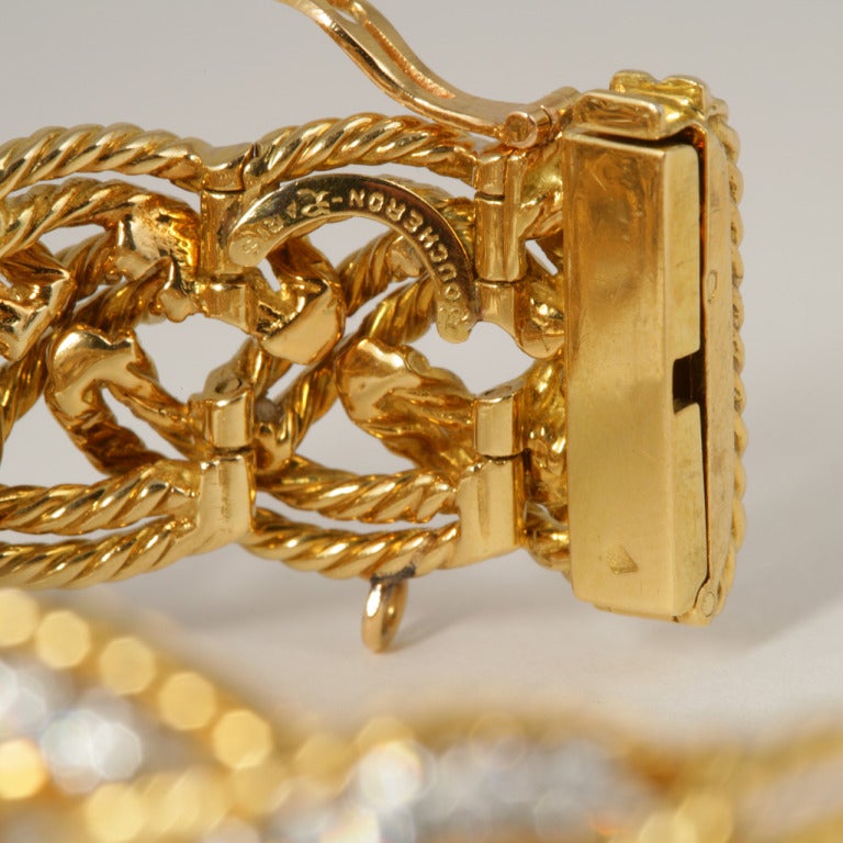 Boucheron Diamond Gold Platinum Braided Bracelet In Excellent Condition In New York, NY
