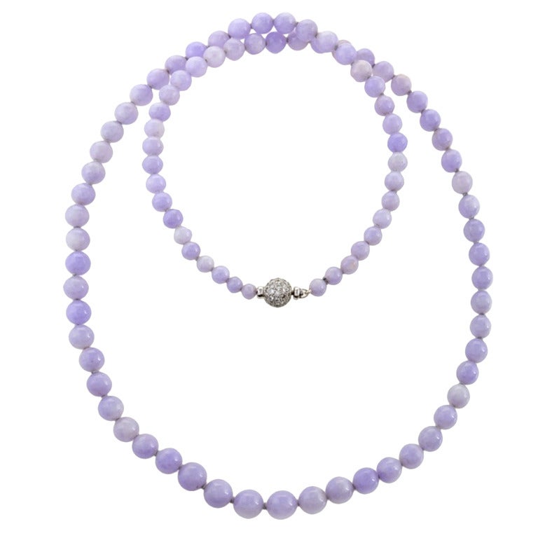 Natural Lavender Jade and Diamond Necklace