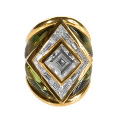 Used Marina B. Tourmaline Diamond Gold Ring