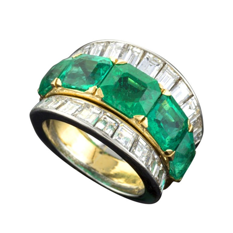 Van Cleef & Arpels Emerald Diamond Platinum Ring