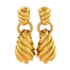 Henry Dunay Hammered Gold Earrings