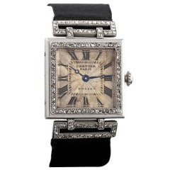 Cartier 1920's Art Deco Platin und Diamant 'Tank' Armbanduhr
