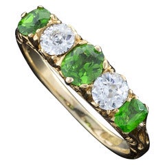 Antique Demantoid Garnet Diamond Ring