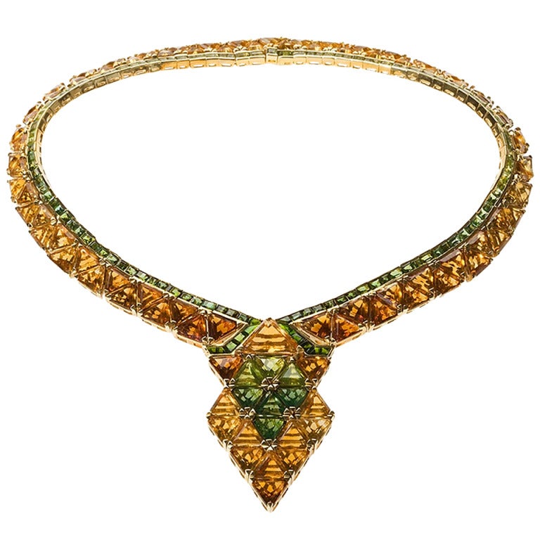Marina B. Citrine Tourmaline Gold Necklace