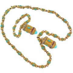 18K gold 1960's custom necklace and bracelet by Cazzaniga.