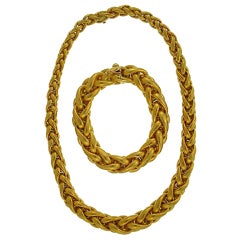 Braided Gold Necklace and Bracelet