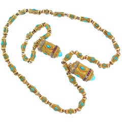 Rare Custom Designed Handmade Byzantine Style Gold Necklace/Bracelet Set 