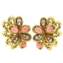 Coral and Diamond Daytime Ear Clip