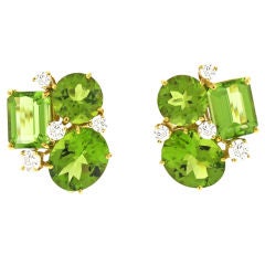 Extreme Peridot Cluster Ear Clips