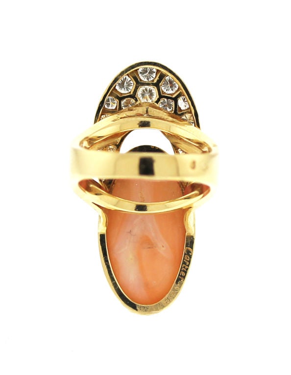 CARTIER Coral Diamond and Gold Ring 1