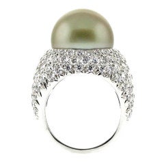 Pistachio Tahitian Pearl Diamond Cocktail Ring