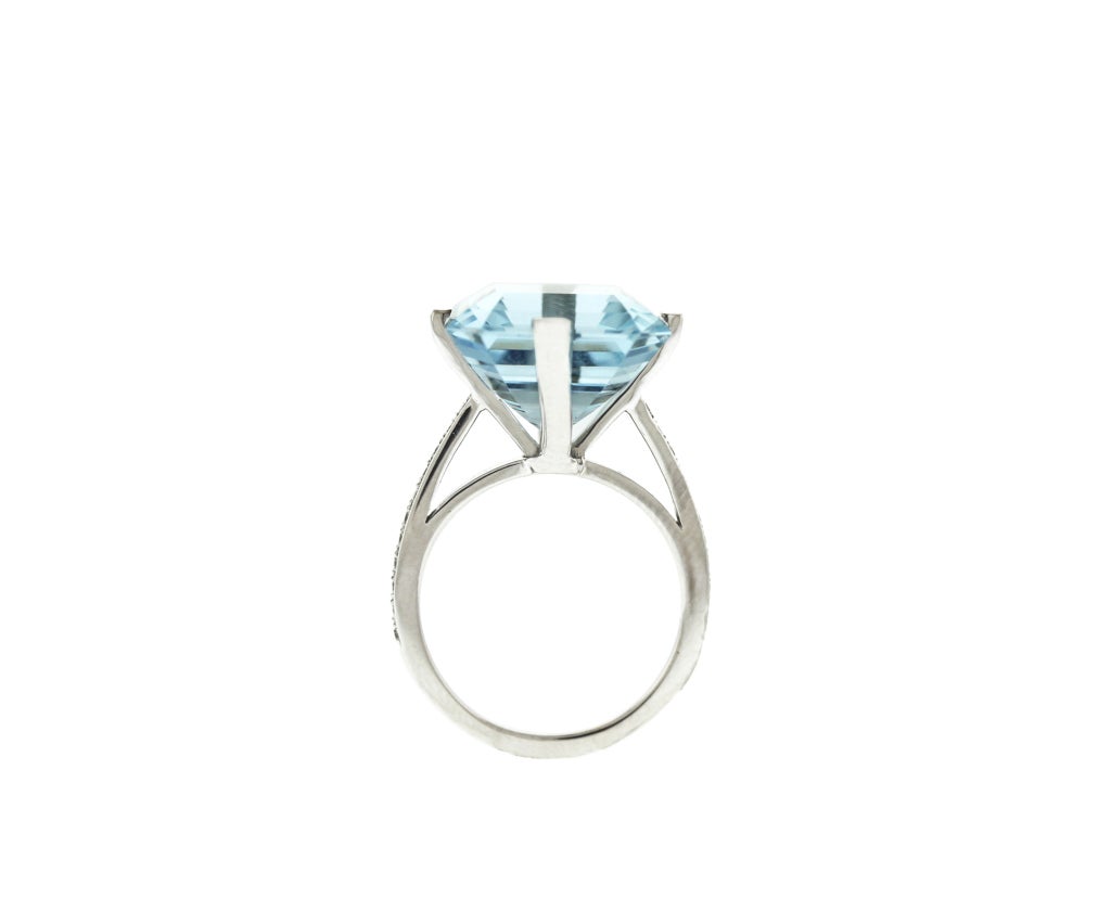 DONNA VOCK Asscher Cut Aquamarine Diamond Ring