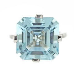 DONNA VOCK Asscher Cut Aquamarine Diamond Ring
