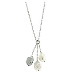  Gold Diamond and Pearl Bauble Necklace