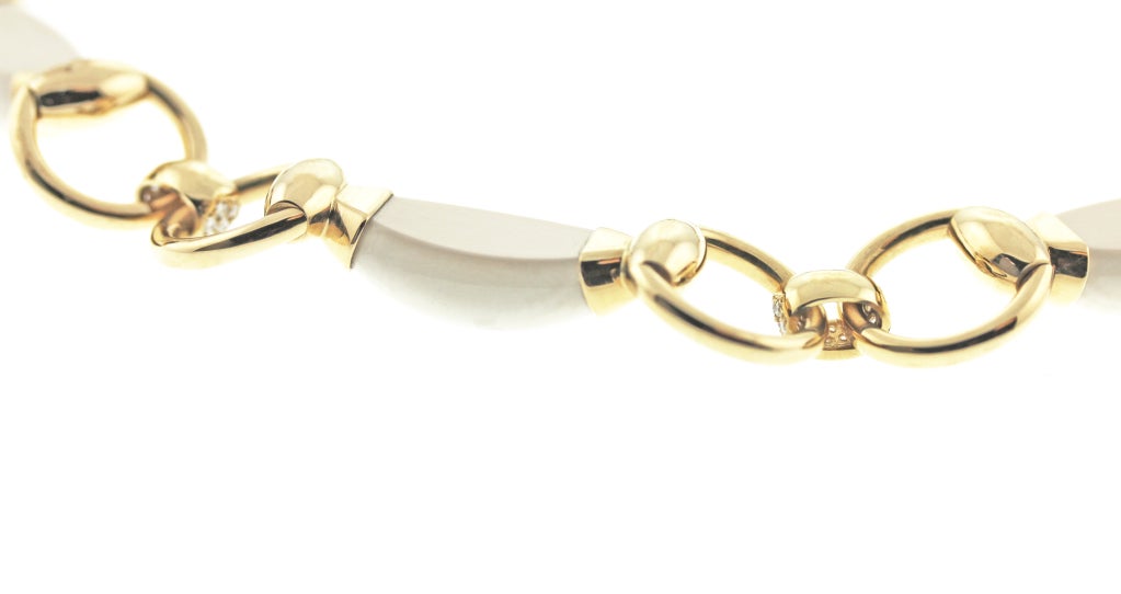 Contemporary Diamond and Mammoth Ivory Link Necklace For Sale