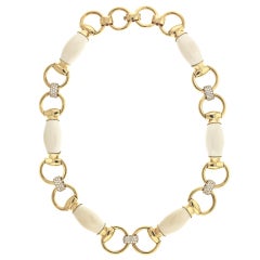 Diamond and Mammoth Ivory Link Necklace