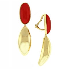 Coral and Gold "Donna" Ear Clips
