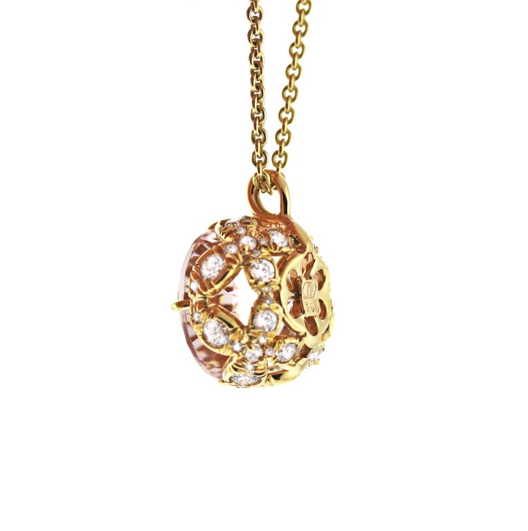 Women's Morganite and Diamond Butterfly Pendant For Sale