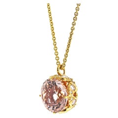 Morganite and Diamond Butterfly Pendant