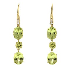 Chrysoberyl and Diamond Waterfall Earrings Chrysoberyl and Diamond Waterfall Earrings