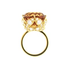 "Madame Butterfly" Cognac Tourmaline and Diamond Cocktail Ring