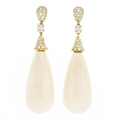 "Sophia" Diamond and Mammoth Ivory Swing Earrings