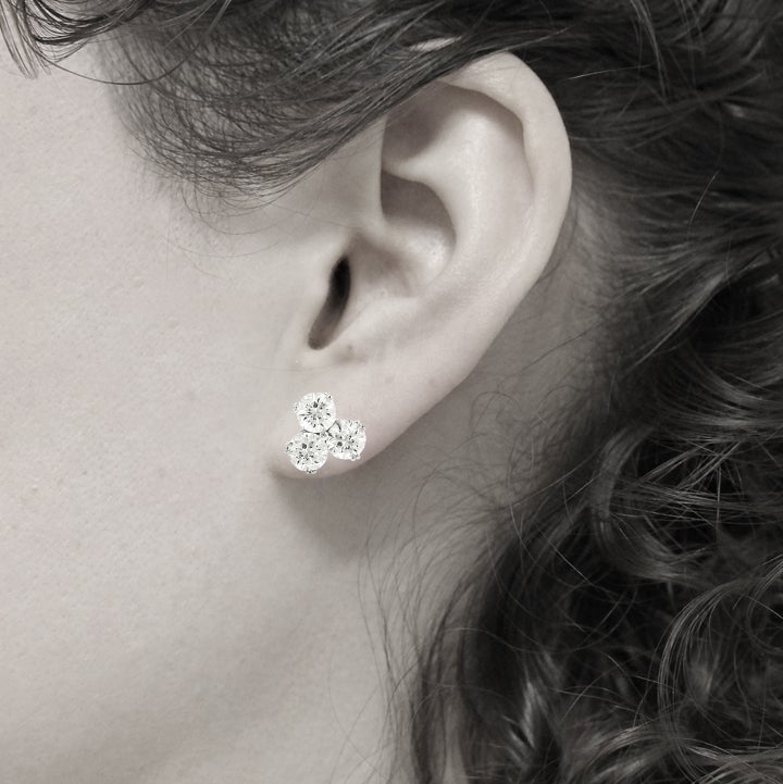 "Supernova" Triple Diamond Stud Earrings