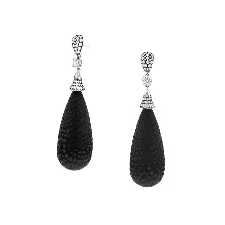 "Libby" Diamond and Ebony Earrings