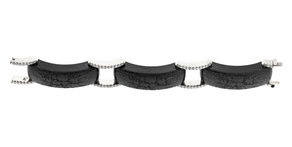 "Wellington" Ebony and Diamond Link Bracelet