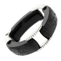 "Wellington" Ebony and Diamond Link Bracelet