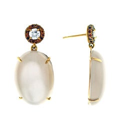 "Luna" Grey Moonstone and Diamond Earrings