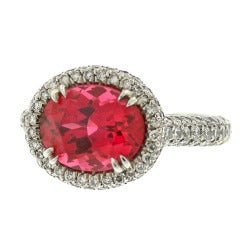 Red Spinel Diamond Ring