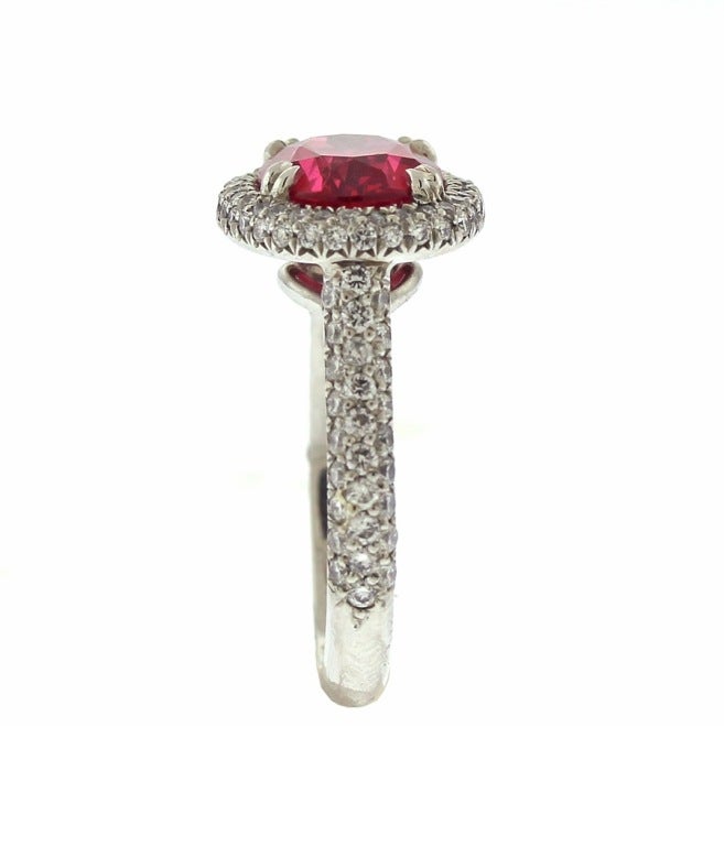 Contemporary Red Spinel Diamond Ring For Sale