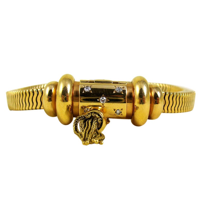 Diamond and Gold Bracelet Watch by Mauboussin For Sale