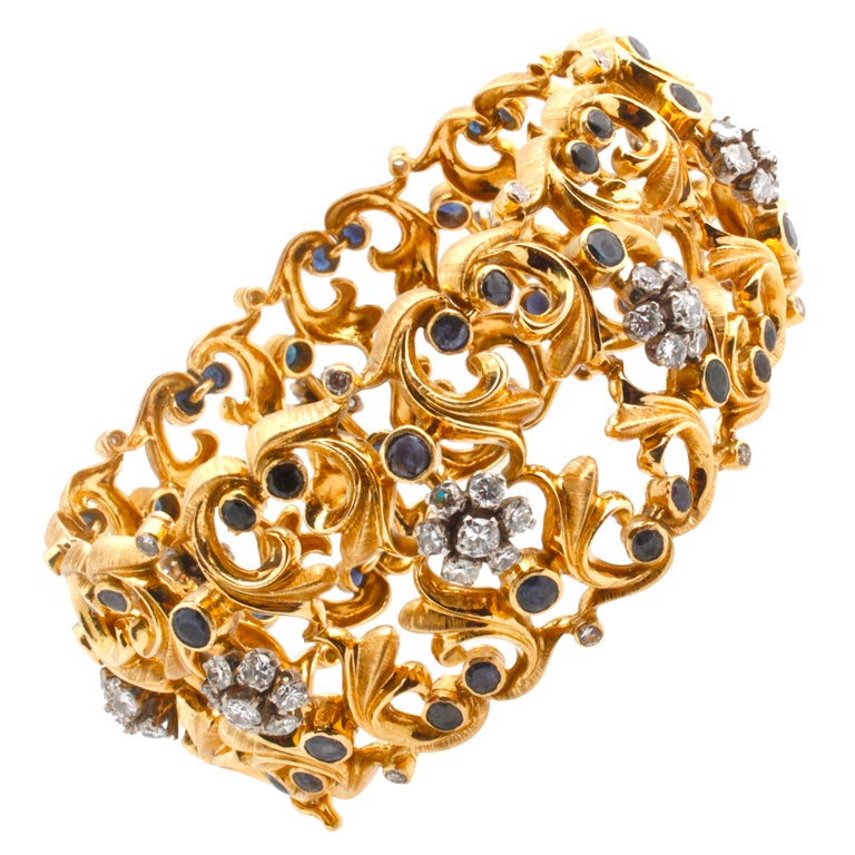 ILIAS LALAOUNIS Floral Bracelet in 18kt with Sapphire and Diamond at ...